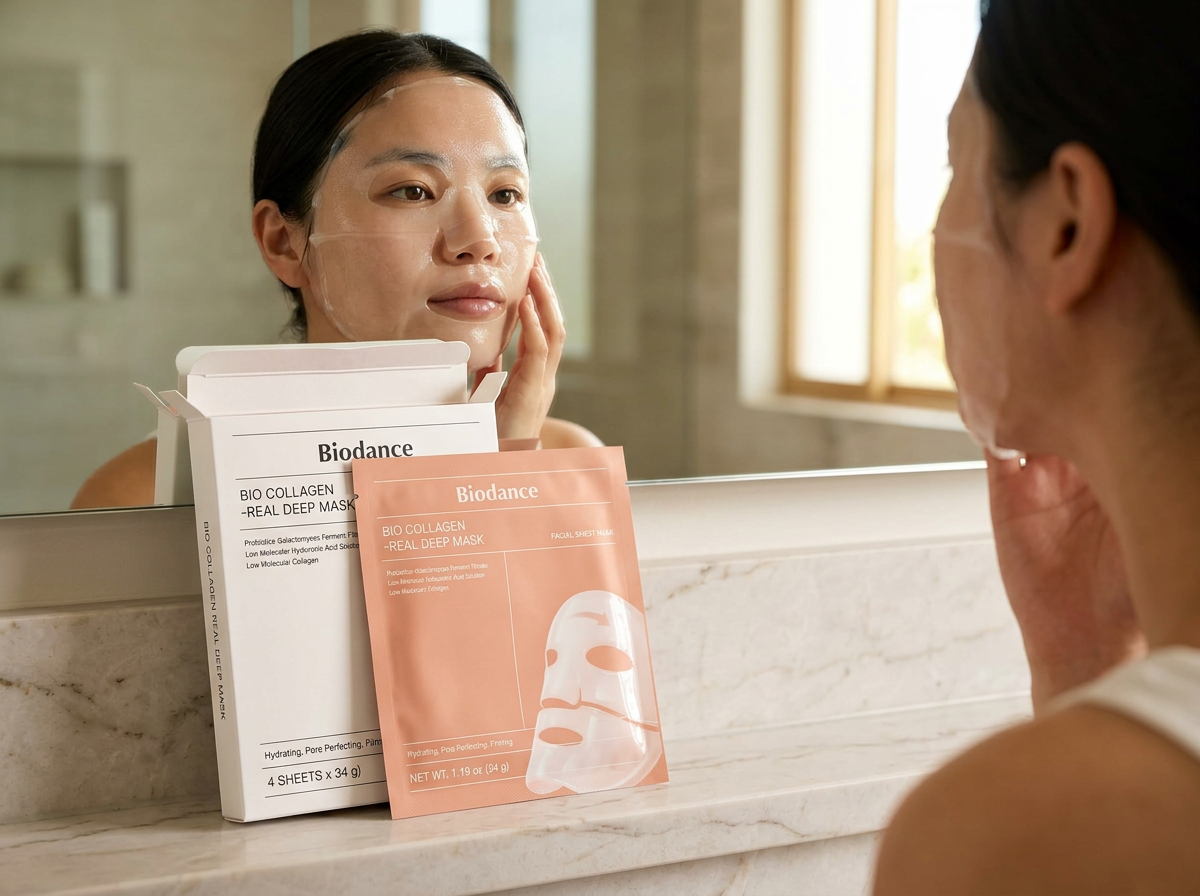 BIODANCE Bio-Collagen Real Deep, Masque Visage Hydrogel au Collagène, Masque de Nuit Hydratant, Soin des Pores et de l’Élasticité, K-Beauty Coréenne, 4 Masques en situation BIODANCE Bio-Collagen Real Deep, Masque Visage Hydrogel au Collagène, Masque de Nuit Hydratant, Soin des Pores et de l’Élasticité, K-Beauty Coréenne, 4 Masques en situation